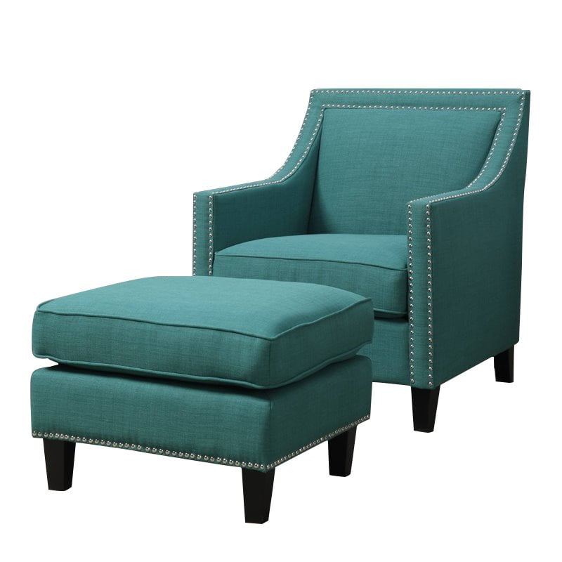teal chair and ottoman