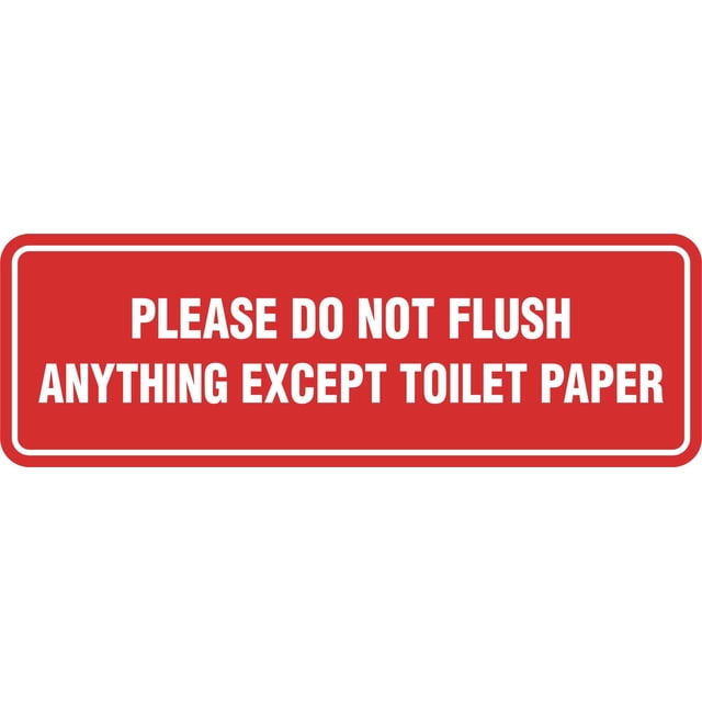 Signs ByLITA Standard Please Do Not Flush Except Toilet Paper Sign(Red) - Large 1 Pack