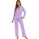 thumbnail image 3 of Conjunto de pijama LUBOT para mujer, viscosa de bambú, punto morado, 2XL, 3 of 6