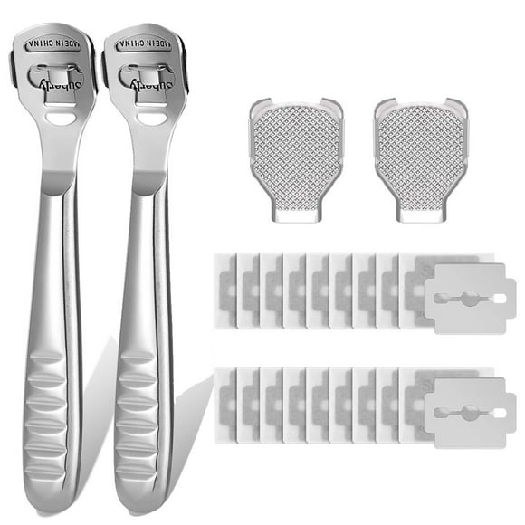 52 Pieces Callus Shaver Set, 50 Replacement Slices Blades 1 Stainless Steel Callus Shaver and 1 Foot File Head Foot Care Tools