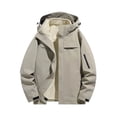 thumbnail image 4 of Mens Rain Jacket Lightweight Solid Color Windproof And Waterproof Zipper Parka Coat Athletic Coat Hooded Outwear Winter Fall Outerwear with Pockets, 4 of 5