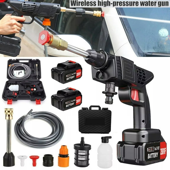 288VF Cordless Pressure Washer with 2 Batteries & Foam Water Bottle - 800W Electric Power Washer, 30Bar High Pressure, 5m Hose for Cars, Driveway, Patio Cleaning
