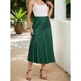 thumbnail image 2 of DARING DIVA Women's Satin High Waist Flowy Elegant Mermaid Maxi Skirts L Green, 2 of 6