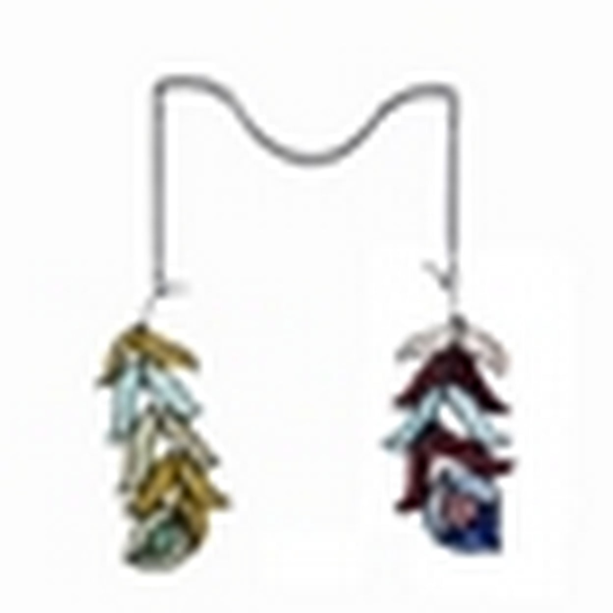CHLOE Lighting FEATHER Tiffany-Style Stained Glass Window Panels 7" Tall, Black
