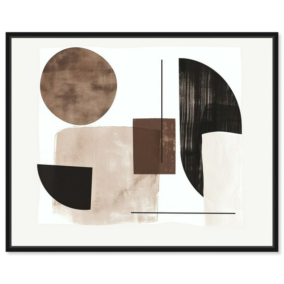In Shapes And Earth Tones Modern Earth Tone Abstracts Canvas Wall Art by Art Remedy, Black Floater Frame, 20"x16"