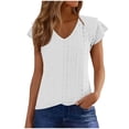 thumbnail image 2 of Vmvidoty V Neck Tops for Women Casual Short Sleeve T Shirts Trendy Hollow Out Summer Blouses White XXL, 2 of 8
