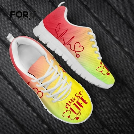 

Gradient Style Nurse Life Stethoscope Print Women s Casual Sneakers Shoes Woman Flats Summer Ladies Air Mesh Zapatos