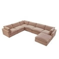 thumbnail image 3 of Kaelynn Corner Sofa Pink Linen Upholstered with Ottoman, 3 of 8