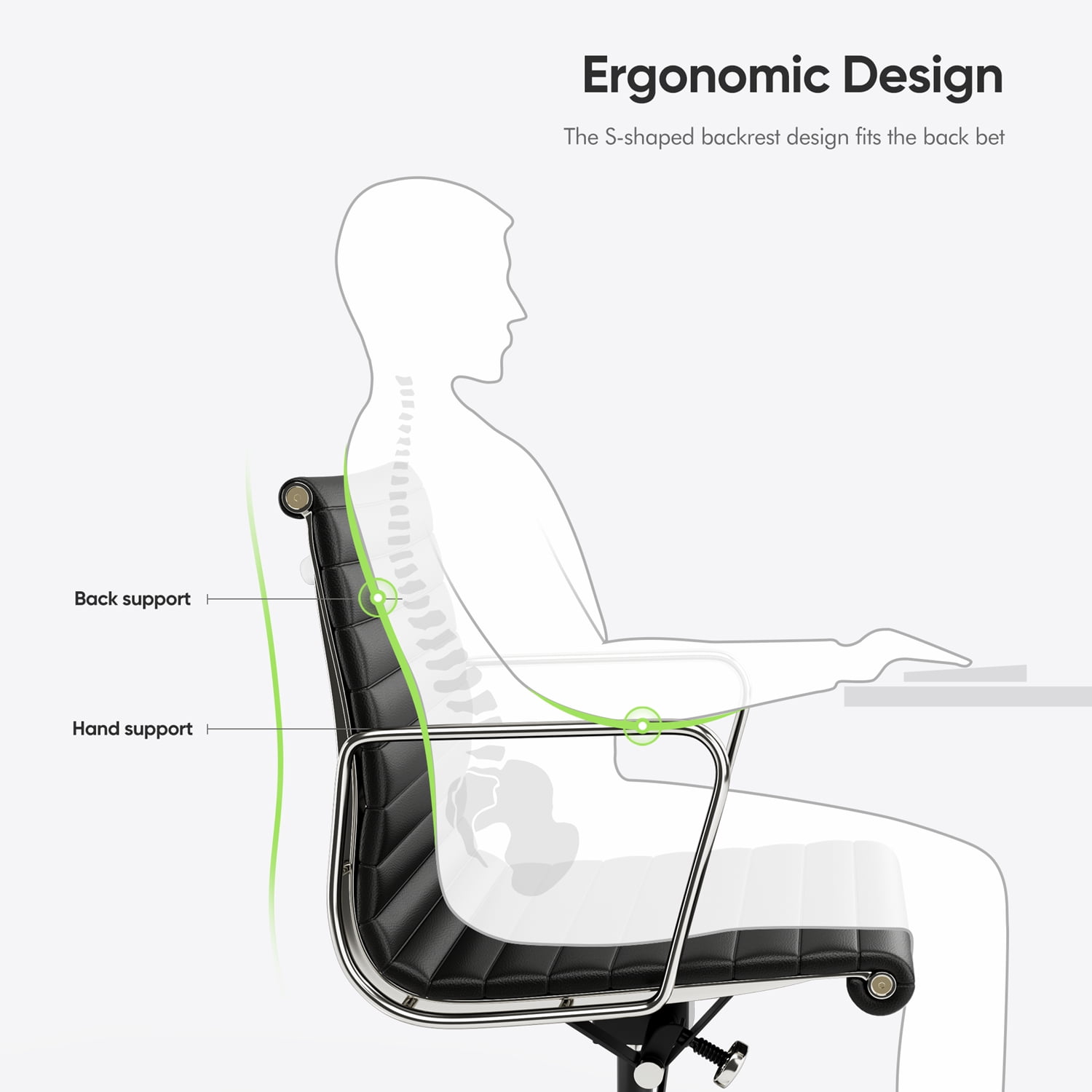 Mid Back Office Chair Ergonomic Office Chair Swivel Leather Task Chair with Lumbar Support,Adjustable Height,Black