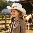 thumbnail image 2 of CAUYDY Kids Fall Fedora Cowboy Hat Youth Western Cowgirl Hat for Girls Baby Wide Brim Sun Hat Summer Beach Outdoor Hats Gift for Children Sizes 3-15 Years,White, 2 of 9