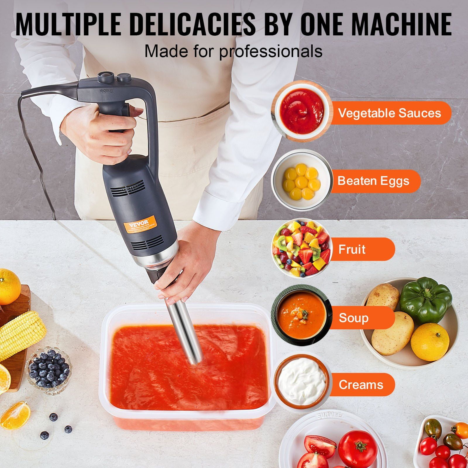Immersion Blender 350W, Variable Speed Control & Pulse Function, Ideal for Pureeing, Mixing, Whipping Durable Motor
