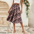 thumbnail image 2 of WTOBBY Women's Casual High Waist A-Line Skirt with Floral Print and Pockets, Polka Dot Stripe Design Skirt for Bohemian Style, Elastic Waist for Comfort,Pink S, 2 of 5