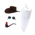thumbnail image 2 of Sombrero vaquero y gafas sol divertidas con barba para carnaval, , escenario y vacaciones. Blanco, 2 of 8