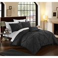 thumbnail image 3 of Chic Home Daya 4 Piece Duvet Cover Set Ruffled Pinch Pleat Design Embellished Zipper Closure Bedding - Decorative Pillow Shams, 3 of 5