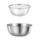 thumbnail image 2 of Juego de 2 coladores de acero inoxidable | Cestas de colador de malla fina para cocina | Lavadora de arroz y escurridor de pasta | Resistente a la oxidación | 19x19x8cm | Accesorio de cocina casera, 2 of 7