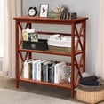 thumbnail image 2 of Costway Wooden Shelf Bookcase 3-Tier Open Bookshelf W/X-Design Freestanding Rack Natural, 2 of 10