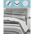 thumbnail image 4 of Quilts Twin Size Bedding Set, Grey Nordic Style Stripes Lightweight Quilted Comforter, Black Gray Texture Soft Reversible Bedspread Coverlet with Pillow Covers for All Season, 68" x 86", 4 of 7