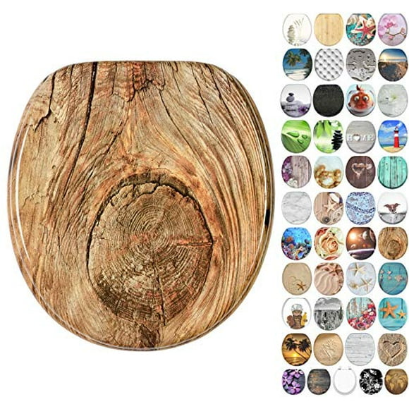 Sanilo Round Toilet Seat, Wide Choice of Slow Close Toilet Seats, Molded Wood, Strong Hinges (Rustic)