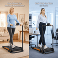 thumbnail image 5 of FYC Walking Pad Handle Bar Replacement, Universal Under Desk Treadmill Handrail U-Shaped Base Tray, Anti-Slip Feet + Rolling Wheels, Heavy Duty Steel Frame, Fixed Height Design, Tablet Holder, Black, 5 of 8