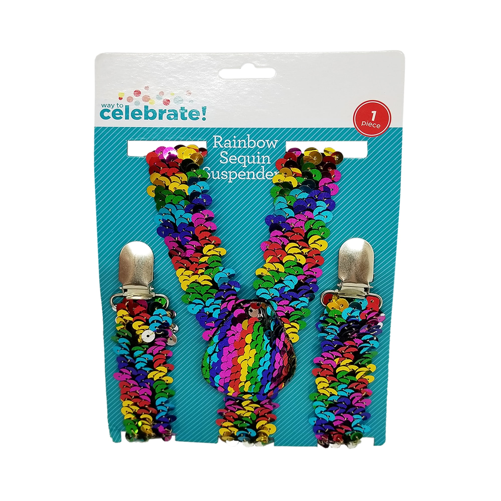 Way To Celebrate Rainbow Sequin Suspenders