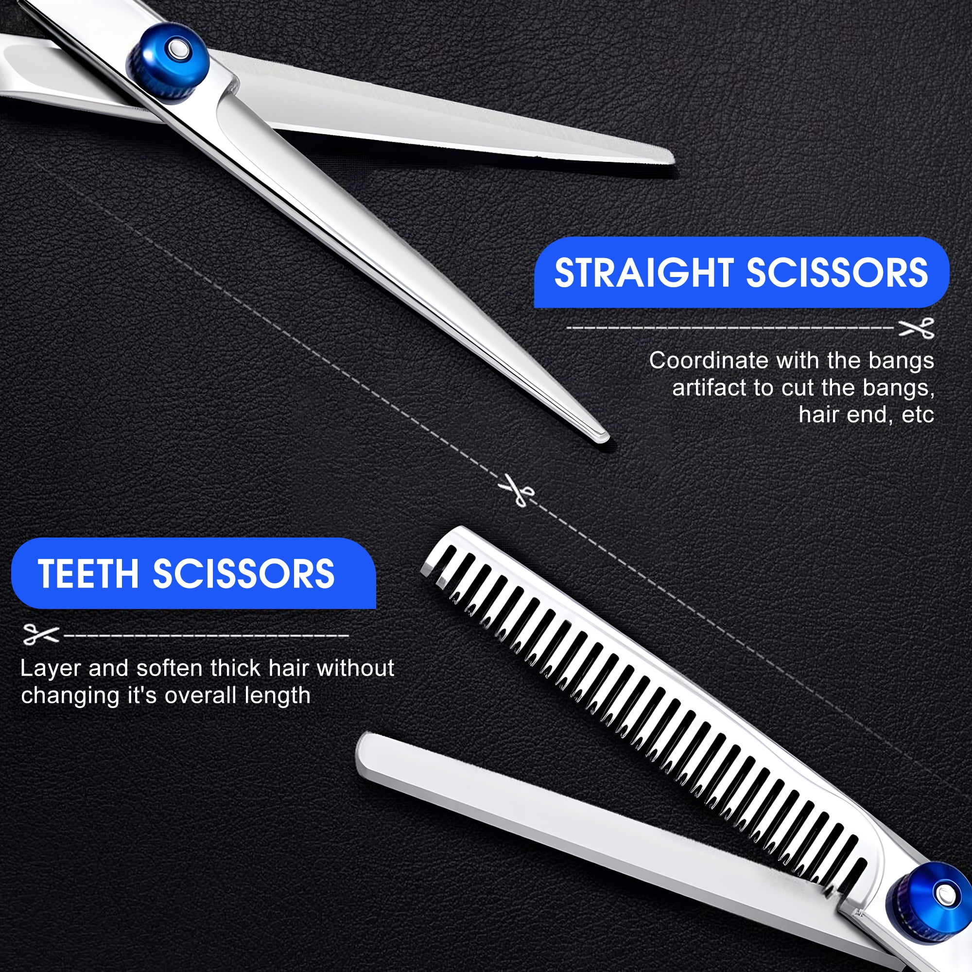 GARITIN Hair Cutting Scissors Kits, Hair Shears for Cutting Hair, Haircut Scissors for Women Men Stainless Hair Thinning Trimming Scissors Professional Barber Accessories