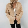 thumbnail image 4 of Baberdicy Sweater Coat Women's Cardigan Sweater Hoodies Button Down Long Sleeve Oversized Knit Cardigans Cardigan Sweaters for Women Khaki, 4 of 8