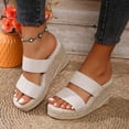thumbnail image 6 of Agkizg Summer Wedge Sandals for Women Open Toe Thick Soles Slide Sandals Casual Slippers Beach Sandals Comfortable Shoes Beige, Size 9.5, 6 of 6