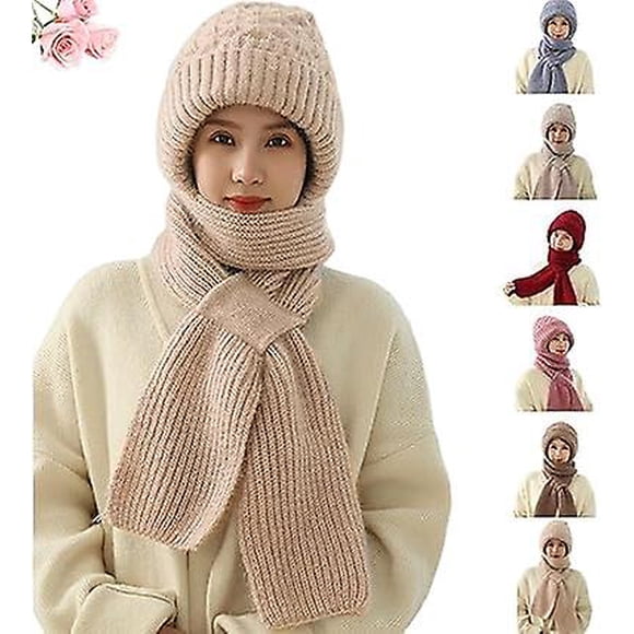 2024 Nouvelle Casquette Foulard Coupe-Vent avec Protection des Oreilles Intégrée, Bonnet Tricoté 2 en 1 Multifonctionnel Élastique et Chaud avec Protection des Oreilles C