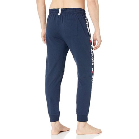 tommy hilfiger lounge tapered joggers with flag logo in navy