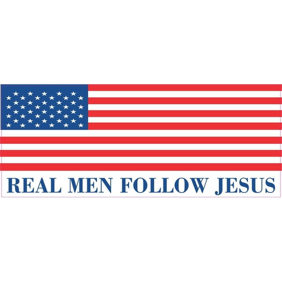 StickerTalk Real Men Follow Jesus Vinyl Sticker, 10 inches x 4 inches