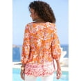 thumbnail image 3 of LASCANA Women's Floral Tie Neck Blouse Shirt Tassels, 3 of 5