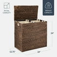 thumbnail image 3 of Best Choice Products Large Natural Water Hyacinth Double Laundry Hamper Basket w/ 2 Liner Bags, Handles - Espresso, 3 of 8