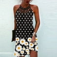 thumbnail image 2 of Wycnly Dresses for Women Fashion Plus Size Hollow out off Shoulder Strap Sundresses Halter Sleeveless Marbled Print Summer Mini Formal Dress Black XXXL, 2 of 4