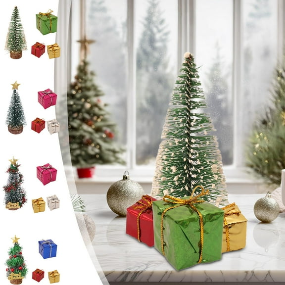 Mini Christmas Tree under $5! CQCYD Mini Christmas Tree Accessories Set, Simulation Dollhouse Christmas Decor, Miniature Scene Decoration, Tiny Holiday Ornament Collection