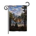 thumbnail image 2 of Breeze Decor 10061 Wildlife & Lodge Morning Light 2-Sided Vertical Impression House Flag - 28 x 40 in., 2 of 2