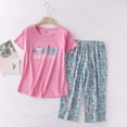 thumbnail image 4 of vigerkar Womens Cotton Pajama Sets Short Sleeve Top With Capri Pants 2 piece sets for Women Summer Pajamas Lounge Set Pink, 3XL, 4 of 4