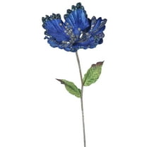 Vickerman 23" Blue Hibiscus Artificial Christmas Pick, 3 per Bag