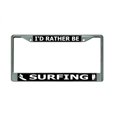 thumbnail image 1 of I'D Rather Be Surfing Chrome License Plate Frame, 1 of 1