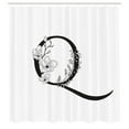 thumbnail image 2 of Ambesonne Monogram Shower Curtain, Vintage Letter Q Flowers, 69"Wx75"L, Charcoal Grey and White, 2 of 4