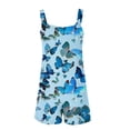 thumbnail image 4 of DDAPJ pyju Summer Rompers for Women Butterfly Print Casual Wide Leg Short Jumpsuit Sleeveless Suspender Overalls Jumper with Pockets Blue XXL, 4 of 5
