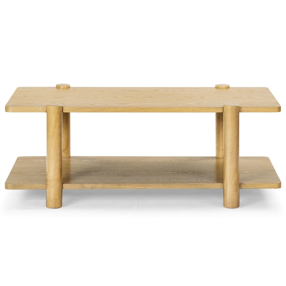 Safavieh Edisyn 2 Shelf Solid Wood Coffee Table in Natural