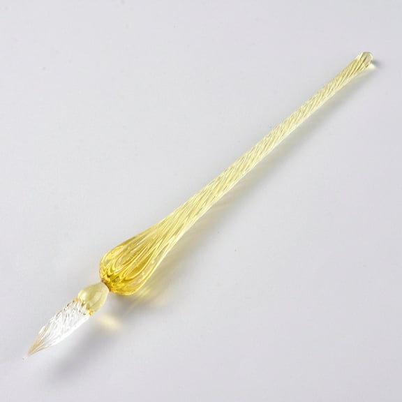 Handmade Glass Dip Pen Calligraphy Signature Pen Business Present Yellow 190x17mm