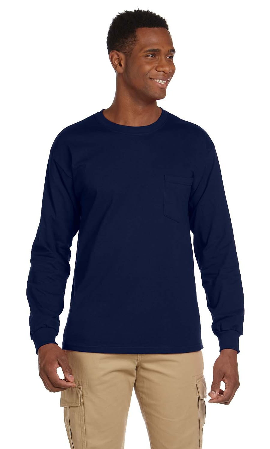 Gildan - The Gildan Adult Ultra Cotton 6 oz Long Sleeve Pocket T-Shirt