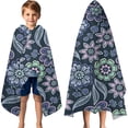thumbnail image 3 of Pioneer Flower Floral Print Pattern Hooded Bath Towel，60"x35" for Ages 3 To 12 Kids, Quick Dry Lightweight Soft Microfiber Hood Beach Towel Cover Up for Kids, 3 of 7