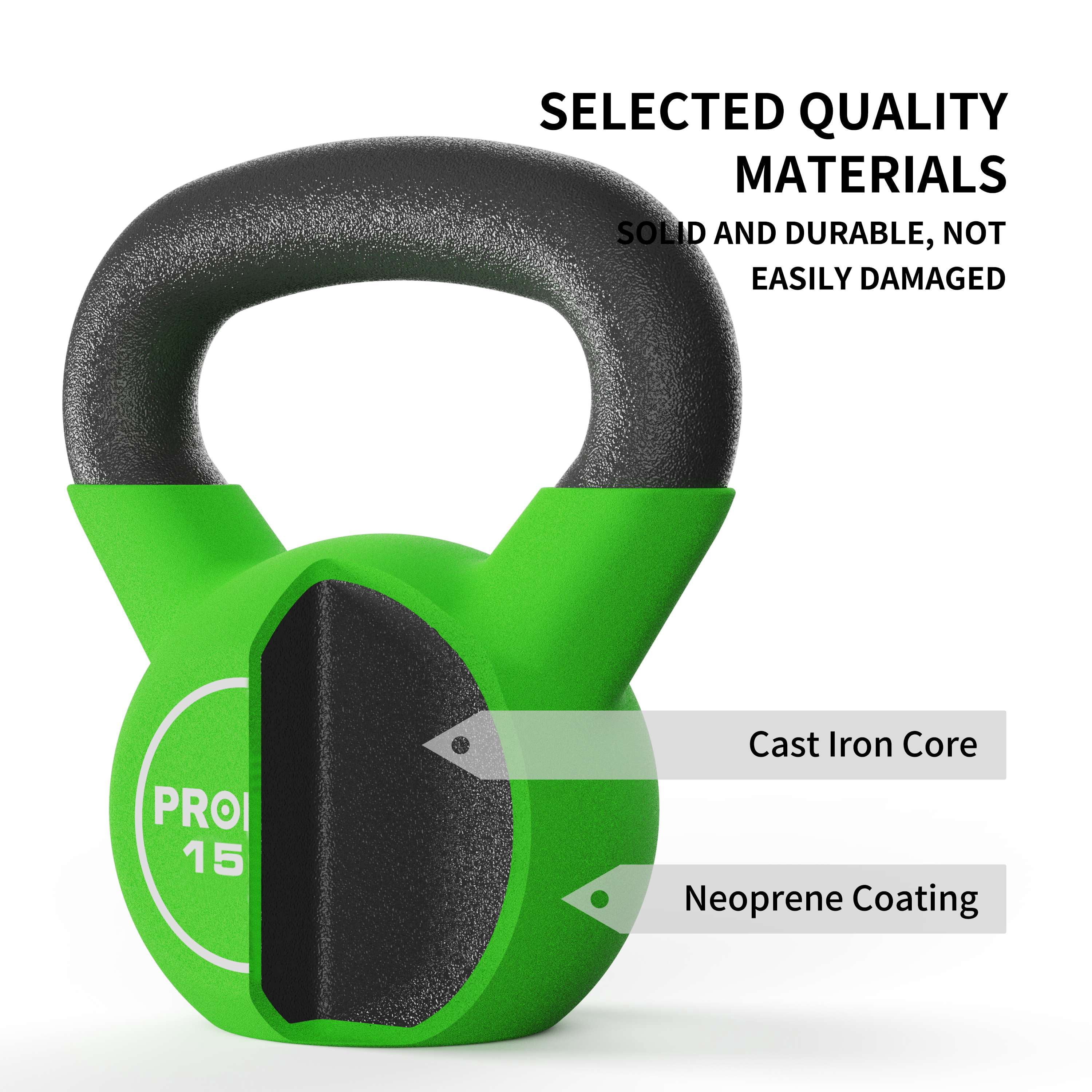 PROIRON Neoprene Coated Kettlebell 15Lb, Single