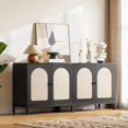 thumbnail image 6 of Buffet Sideboard Cabinet with Rattan Decorated Doors, Kitchen Storage Cabinet Accent Cabinet with Adjustable Shelves, for Living Room, Dining Room, 6 of 7
