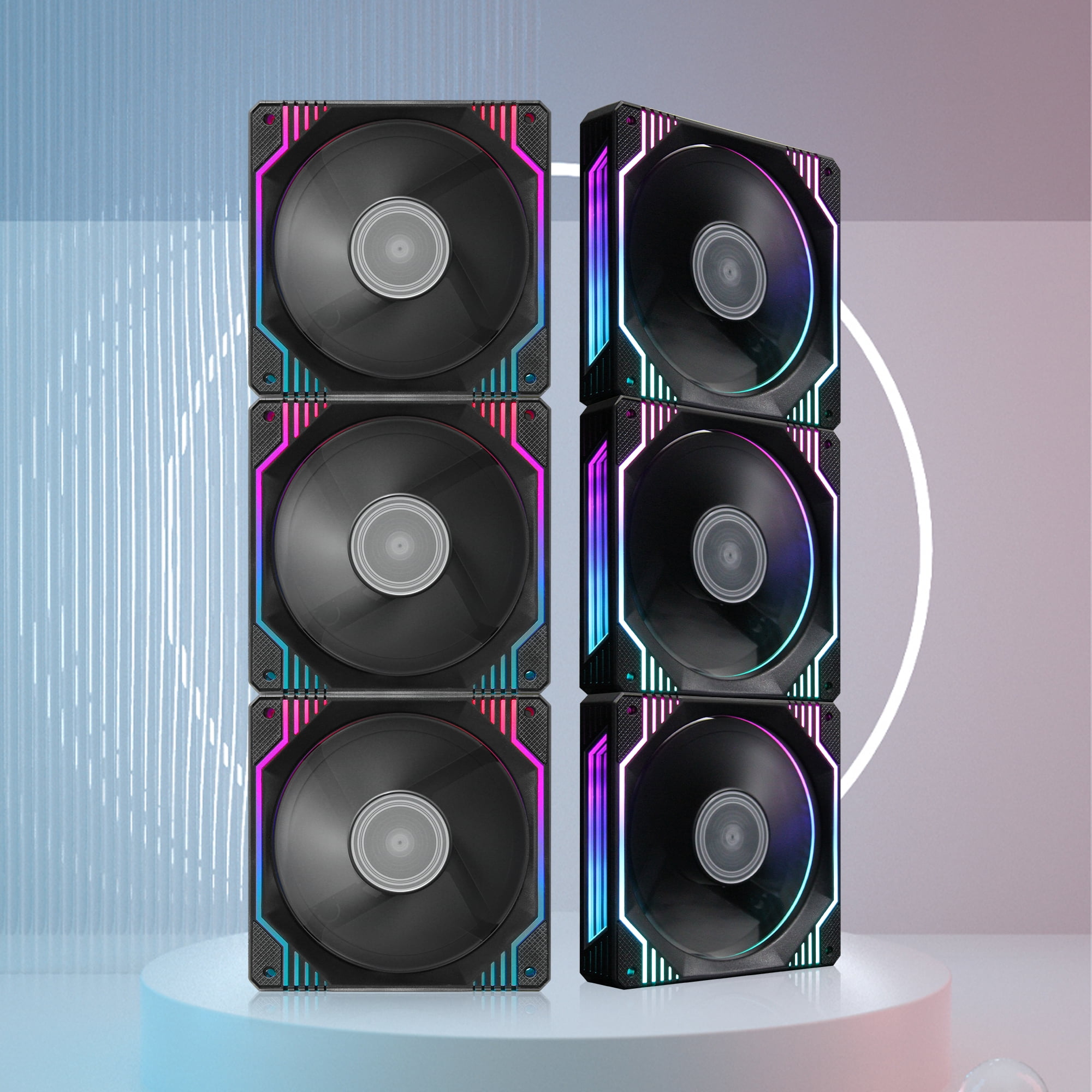 PANO-MOUNTS 120mm Black Infinity Mirror RGB Fans 12V 6Pin Quiet Gaming PC Computer LED CPU Cooler Chassis Case Fans With Adjustable Color Controlled By Remote 3-Pack