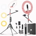 thumbnail image 2 of 55W18 45cm Ring Light Kit [ Version] 6700K Dimmable LEDRinglightTripod Stand Dual Phone Holder for  Selfie Makeup LashTattoo Studio Lighting Painting,Photo Video Recording (), 2 of 7