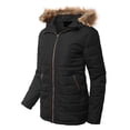 thumbnail image 2 of A2Y Women's Lightweight Hip Length Faux Fur Hoodie Puffer Outerwear Jacket Black S, 2 of 3