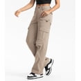 thumbnail image 3 of Hiauspor Women's Cargo Pants Wide Leg High Waisted Hiking Work Casual Lightweight Stretch Khaki S, 3 of 15